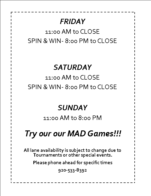 King Pin Lanes > OPEN BOWLING INFO > OPEN BOWLING